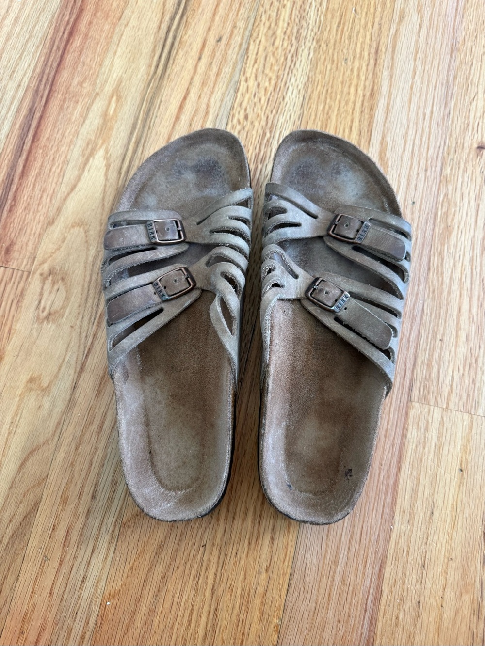 Birkenstock Brown Suede Multi-Strap Slide Sandals